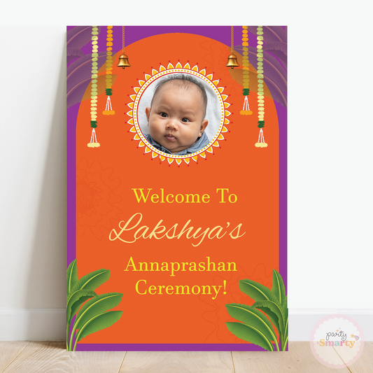 Orange & Green Annaprashan Welcome Board