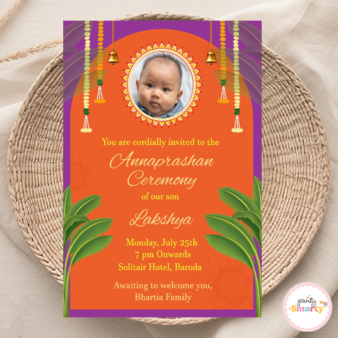 Orange & Green Annaprashan Invite
