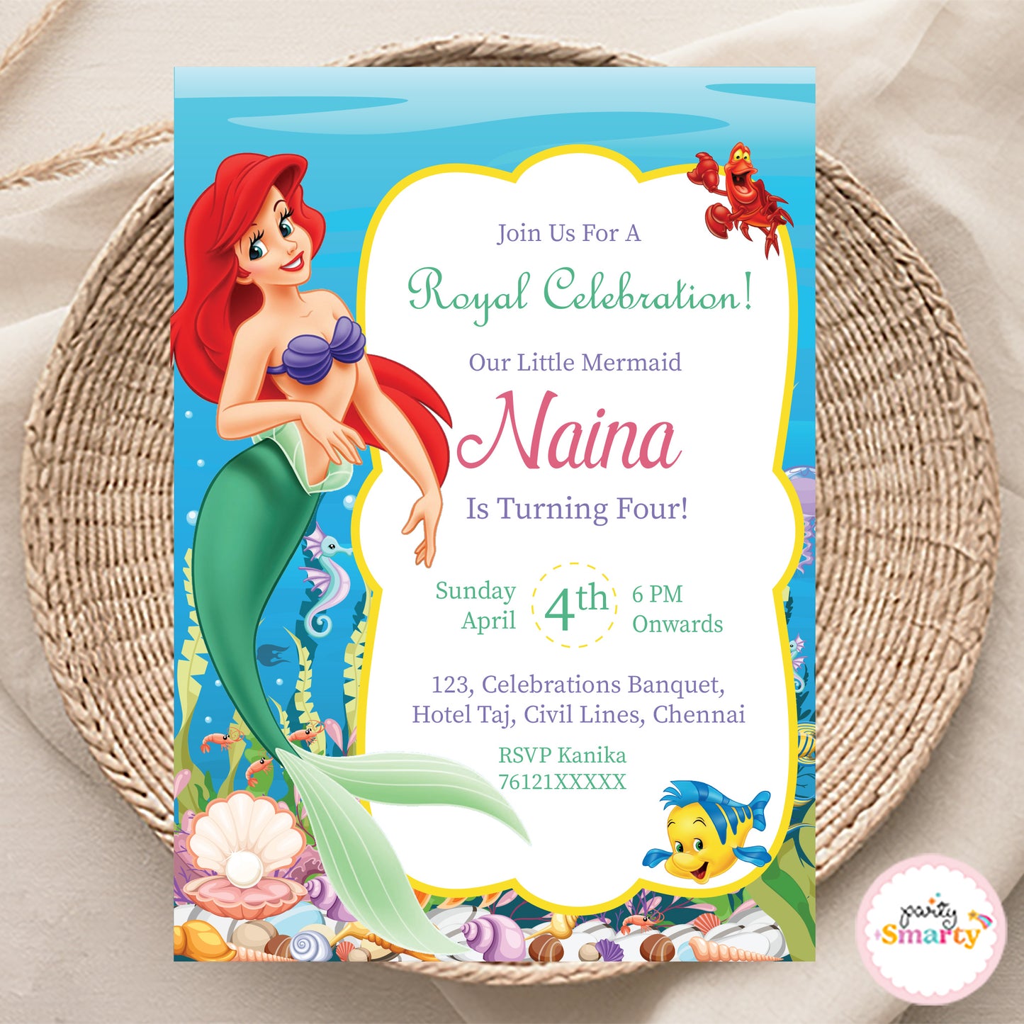 Ariel Mermaid Invite