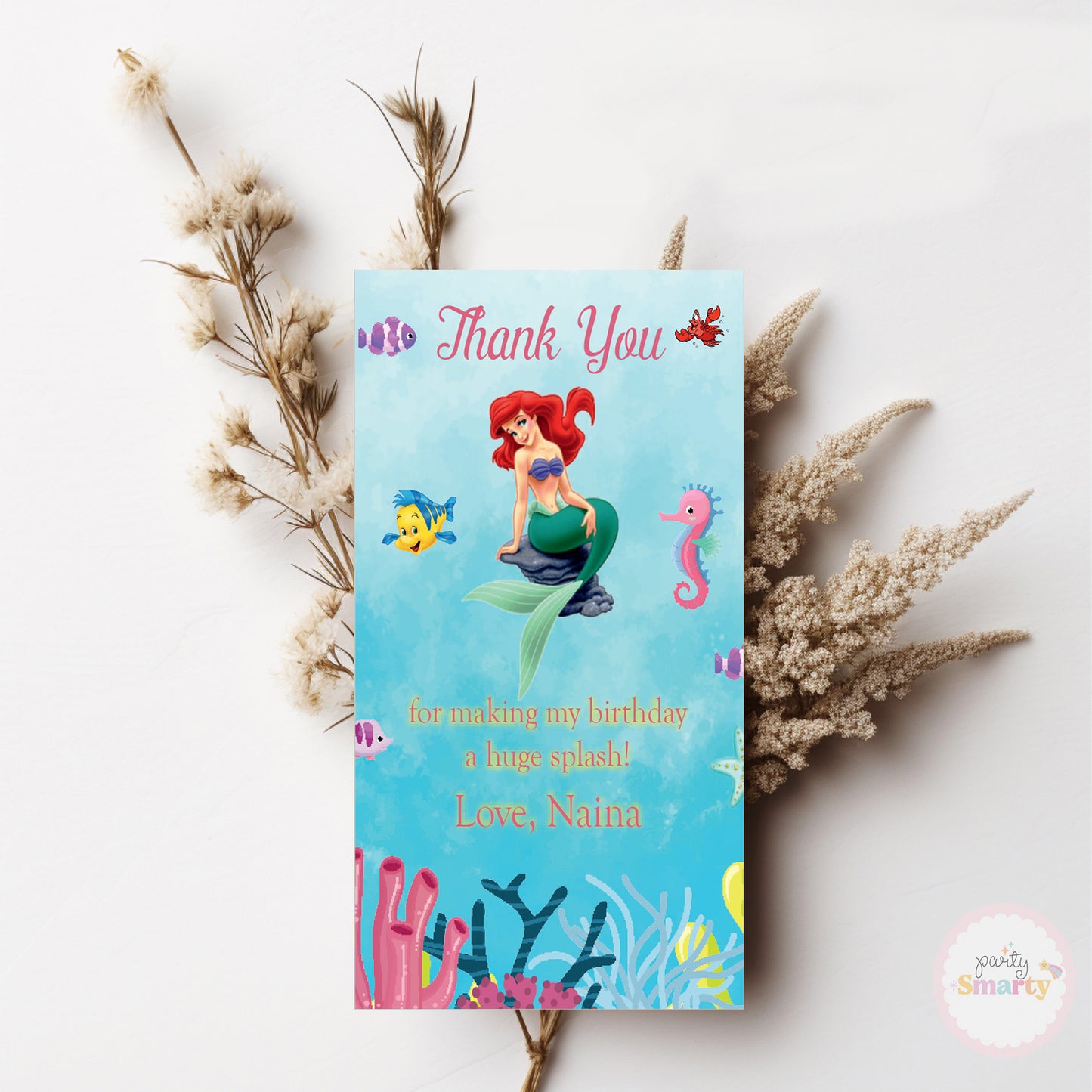 Ariel Mermaid Thank You Tag