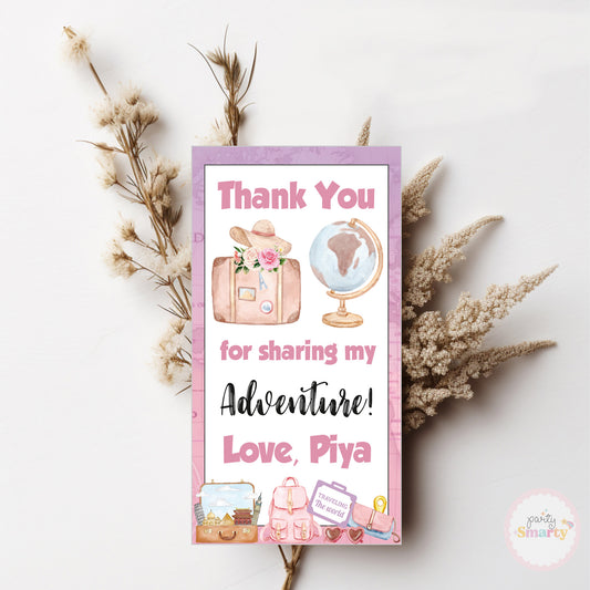 Around The World Girl Thank You Tags - Set of 22