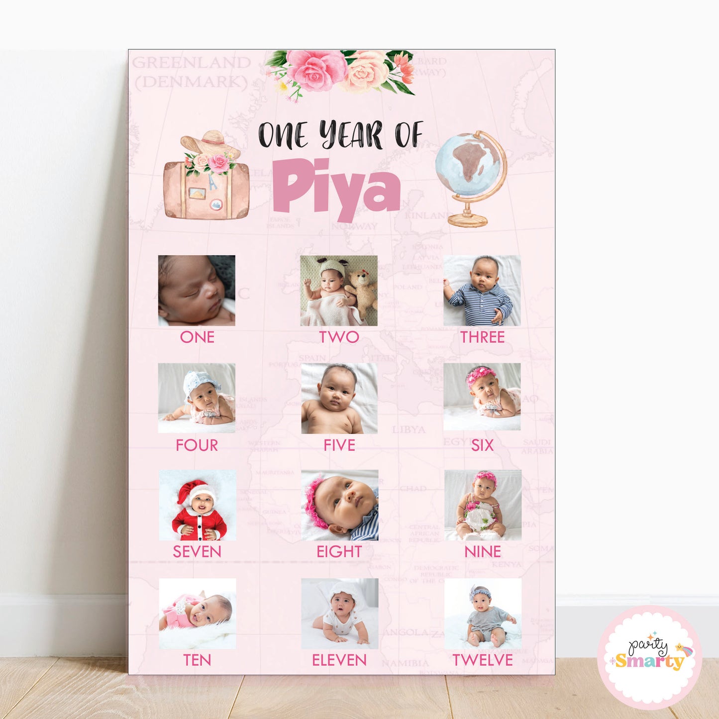 Around The World Girl 12 Month Photo Banner