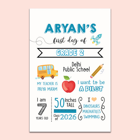 White Blue Back to School Sign