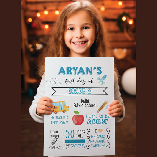 White Blue Back to School Sign