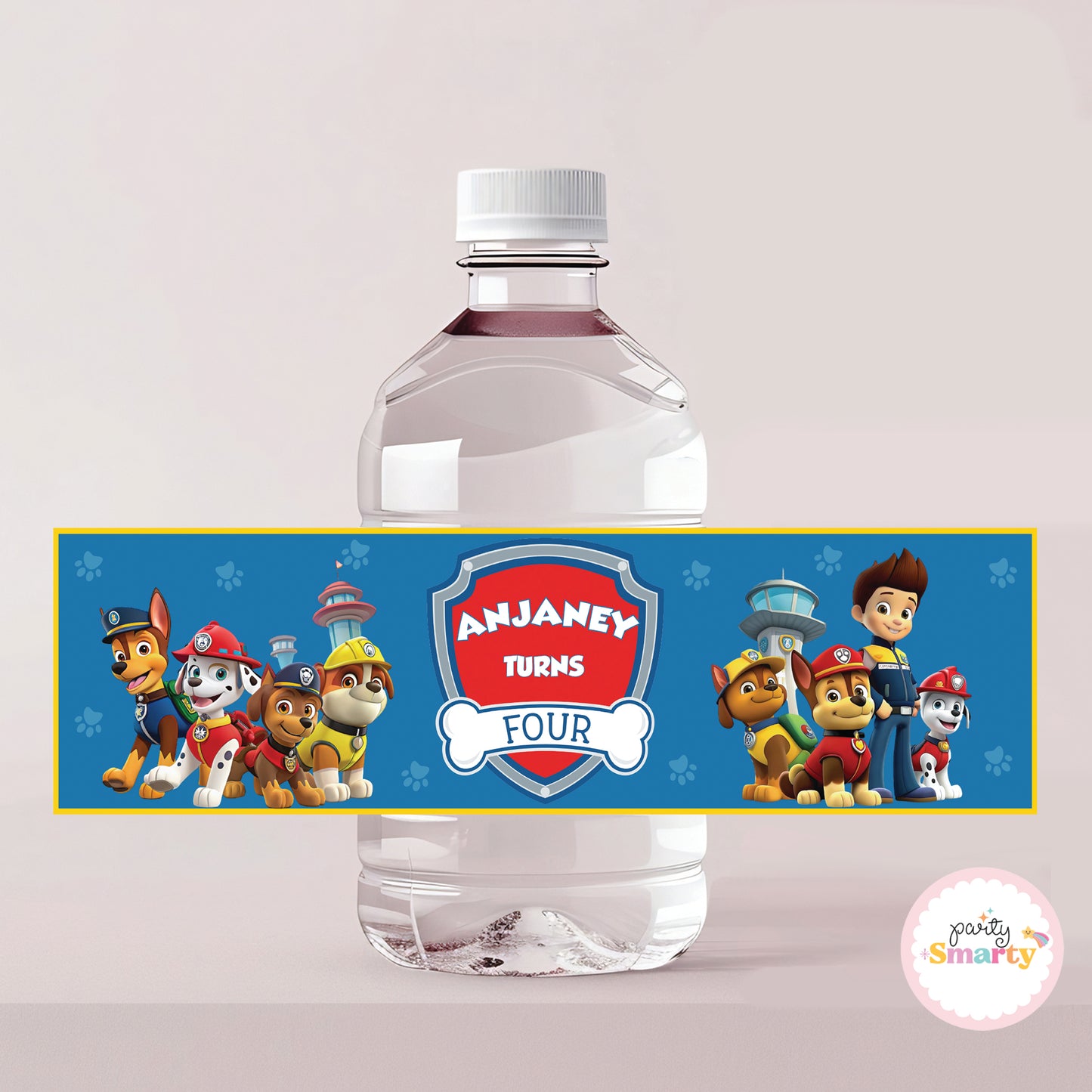 Red Paw Patrol Bottle Labels - Set of 10