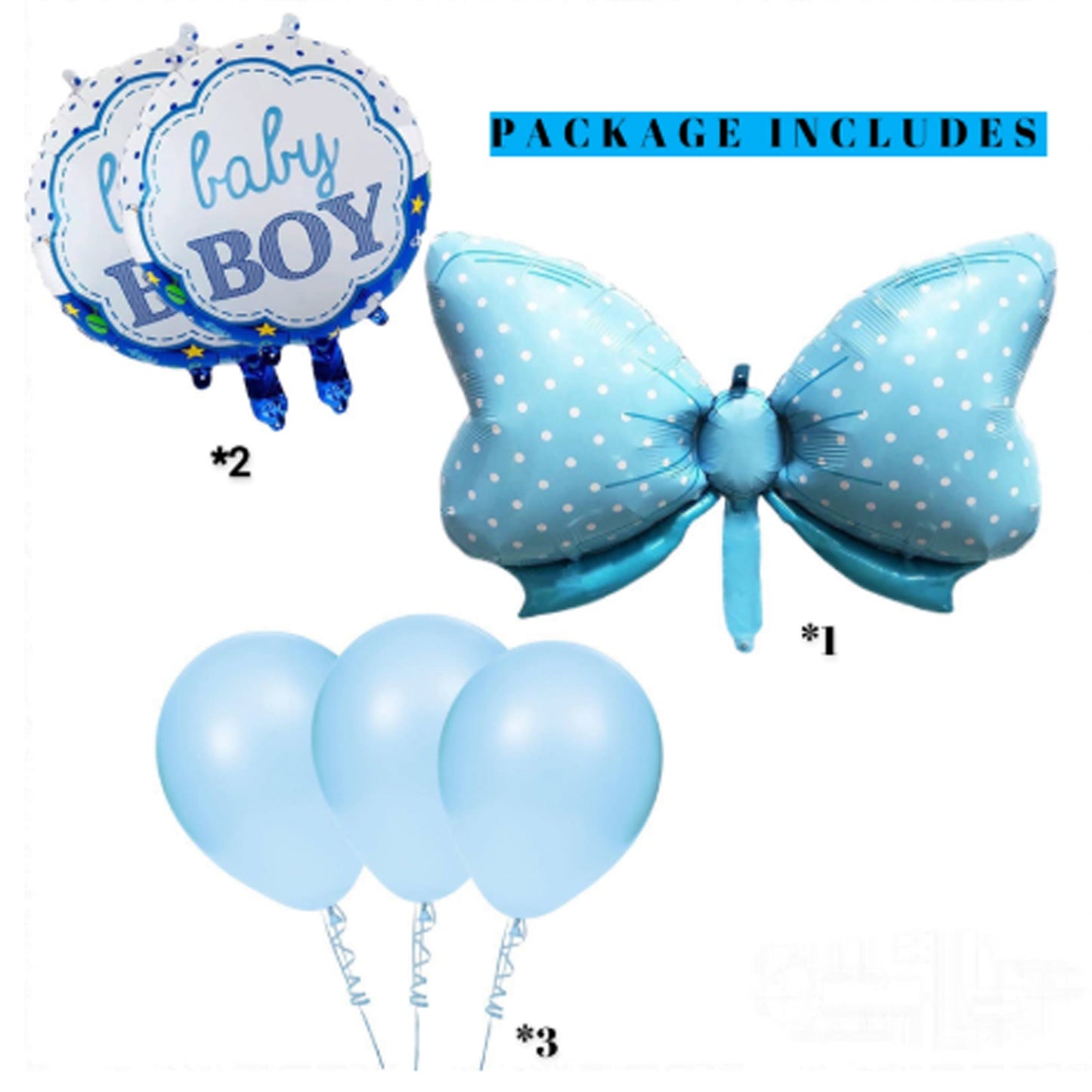 Baby Boy Welcome Bow Foil Theme Balloons (Set of 6)