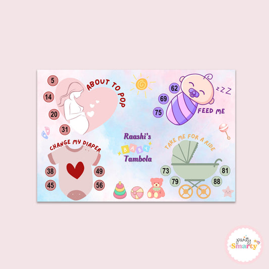 Cute Baby Shower Housie Ticket - Set of 15