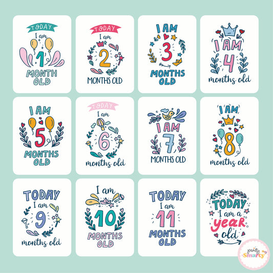 Cute Monthly Milestone Cards