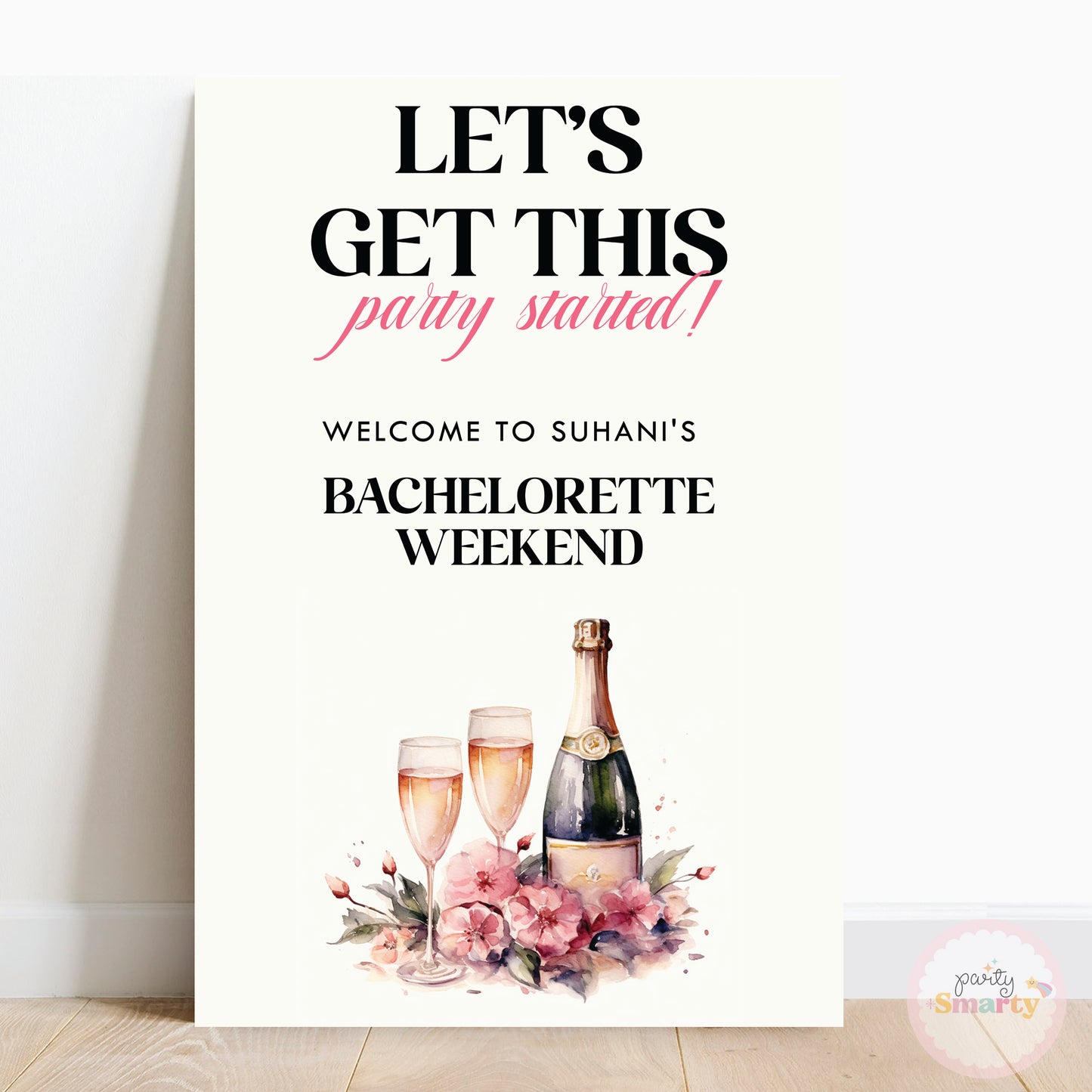 White Bachelorette Welcome Board