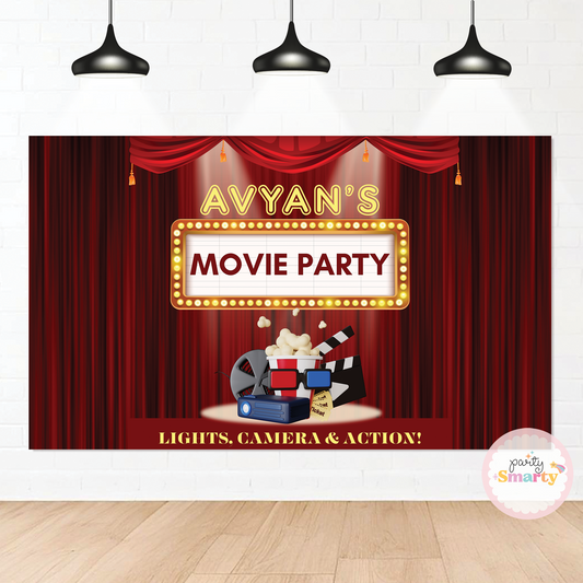 Movie Party Birthday Backdrop