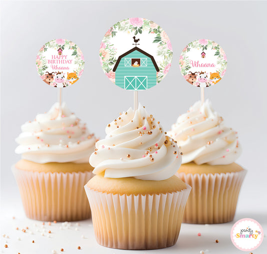 Barnyard Pink Cupcake Topper