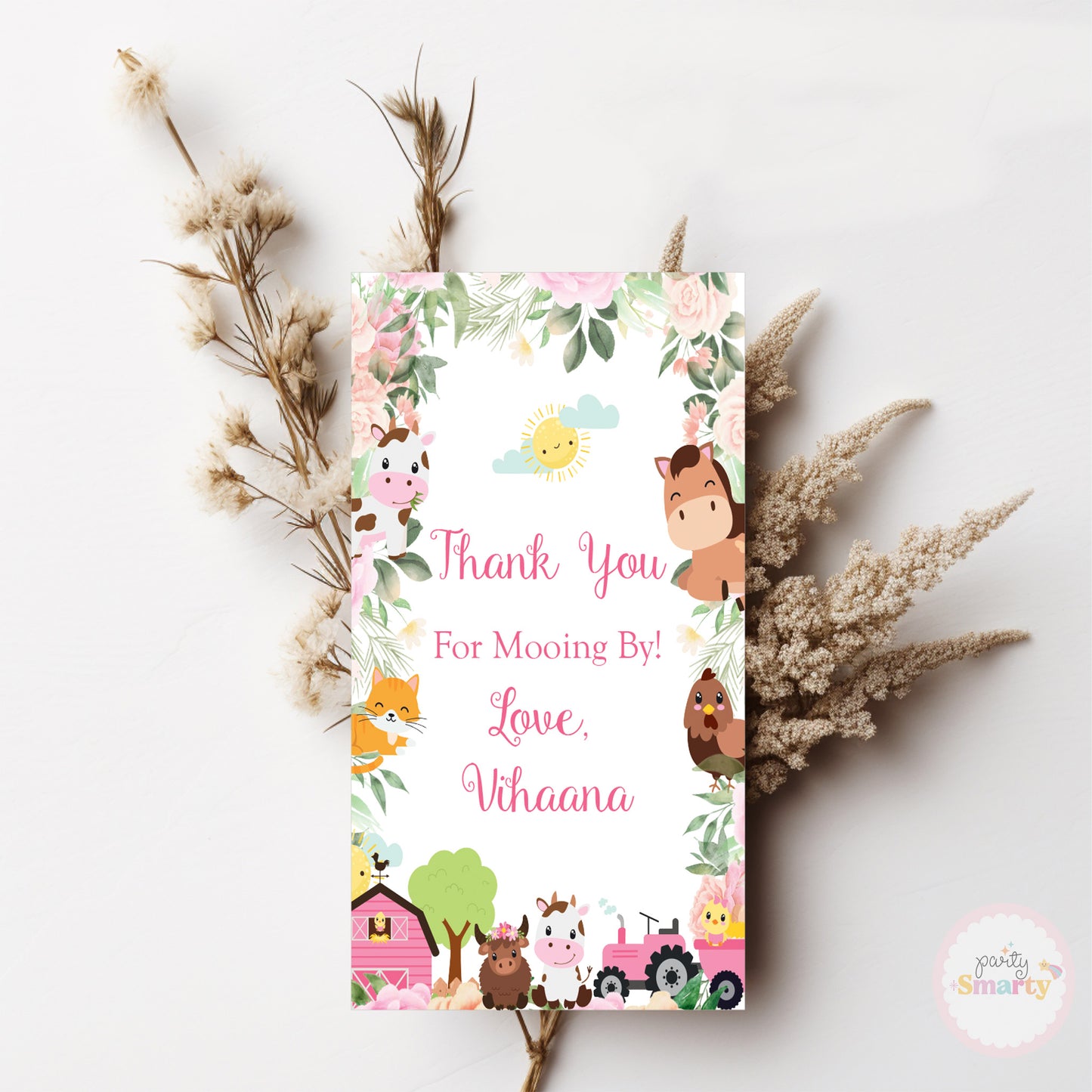 Barnyard Pink Thank You Tag