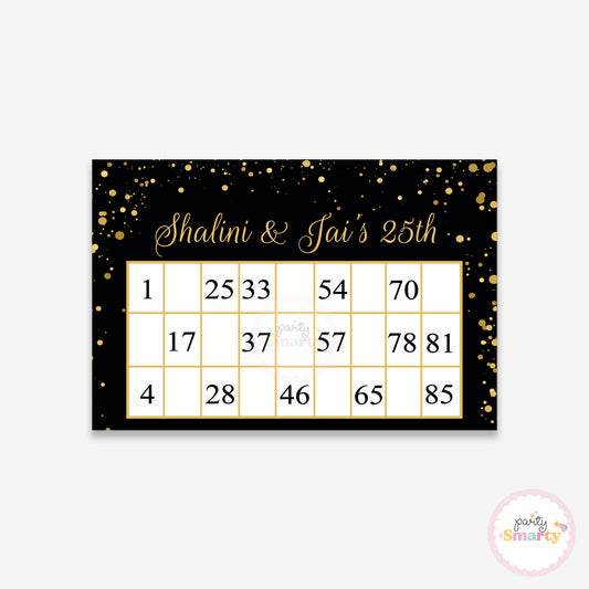 Black Golden Glitter Anniversary Housie Ticket