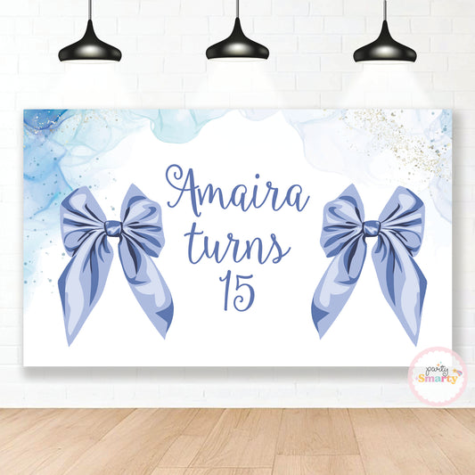 Blue Coquette Bow Backdrop