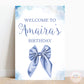 Blue Coquette Bow Welcome Board