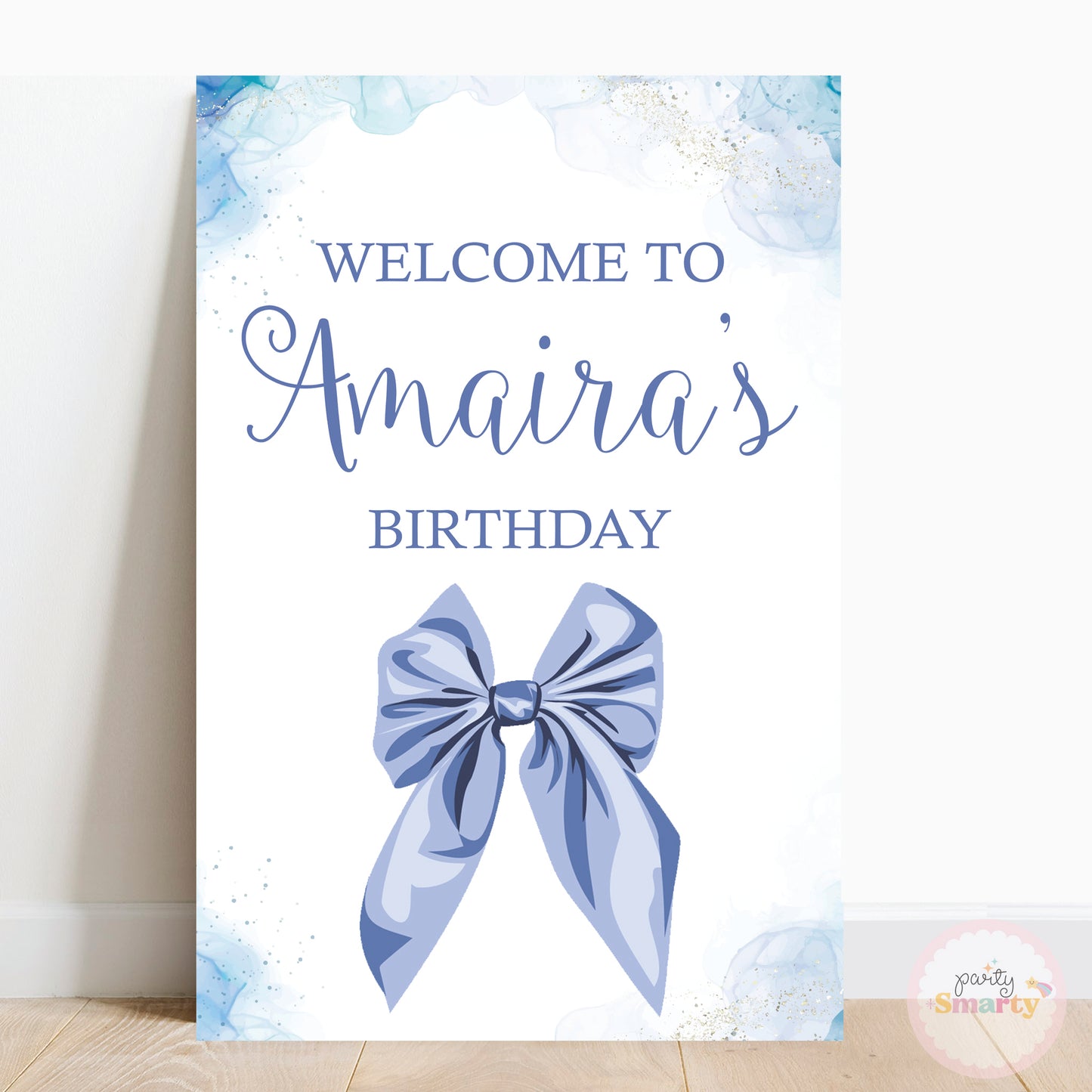 Blue Coquette Bow Welcome Board