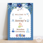 Blue and white mundan ceremony Welcome Board