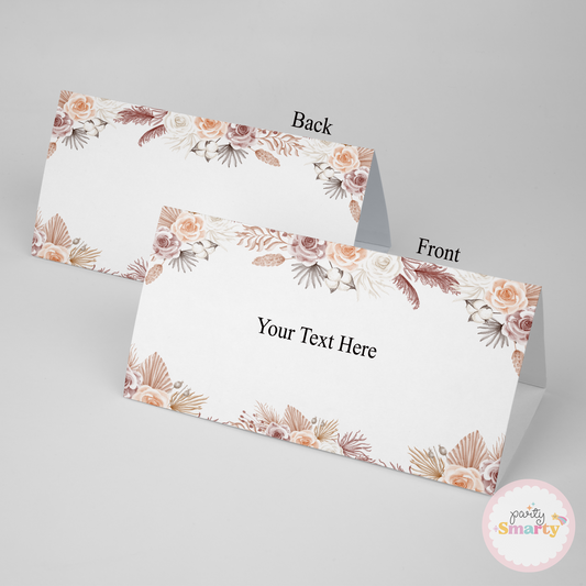 Boho Floral Baby Shower Food Tags - Set of 12