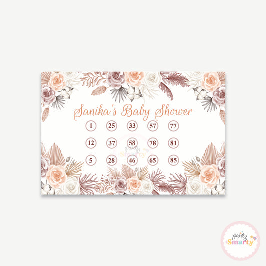 Boho Baby Shower Housie Ticket