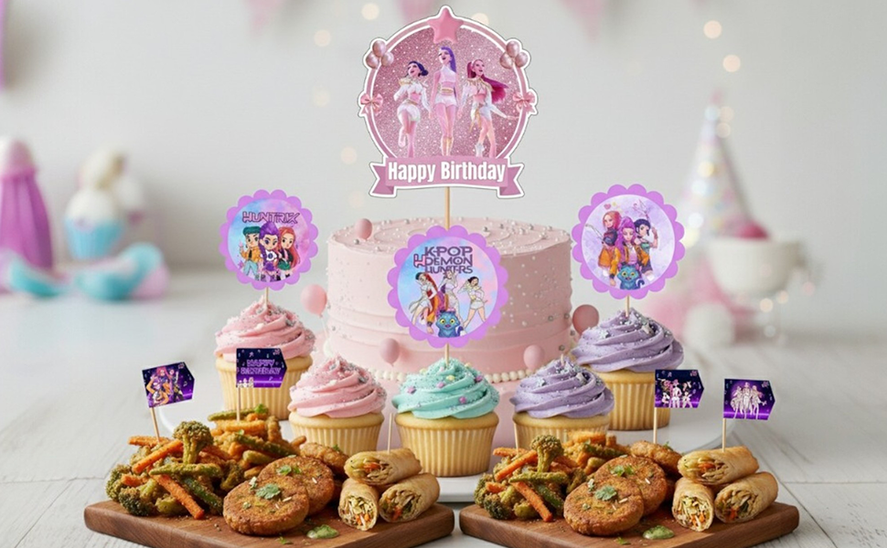 KPop Demon Hunters Cake Toppers & Food Picks | Set of 22