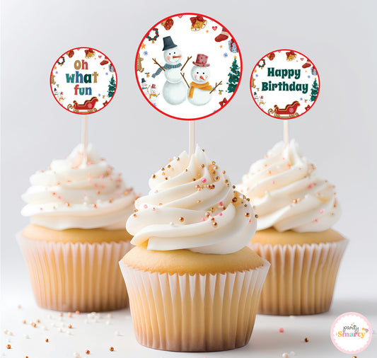 Christmas Birthday Cupcake Topper