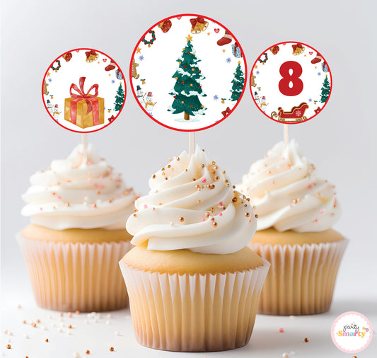 Christmas Birthday Cupcake Topper