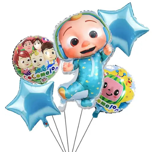 Cocomelon Foil Theme Balloons (Set of 5)