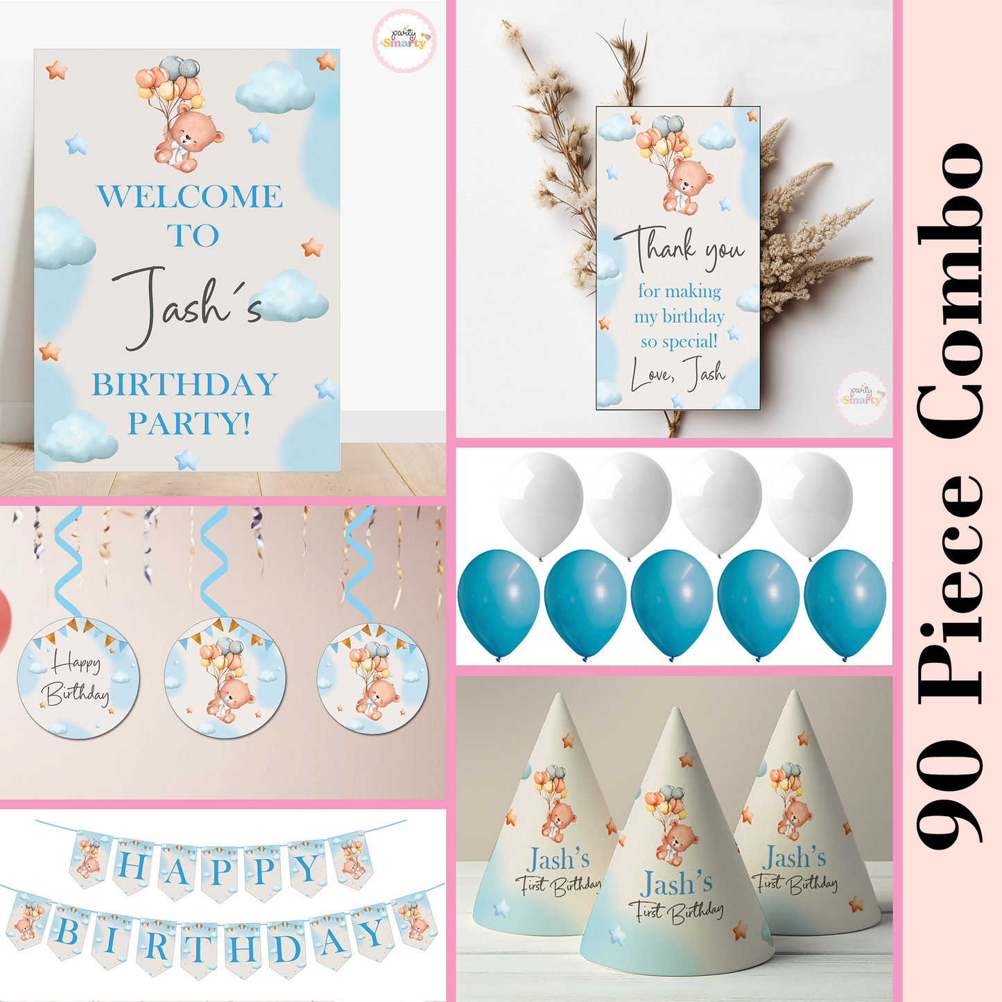 Teddy Bear Blue Smarty Saver 90 Piece Combo