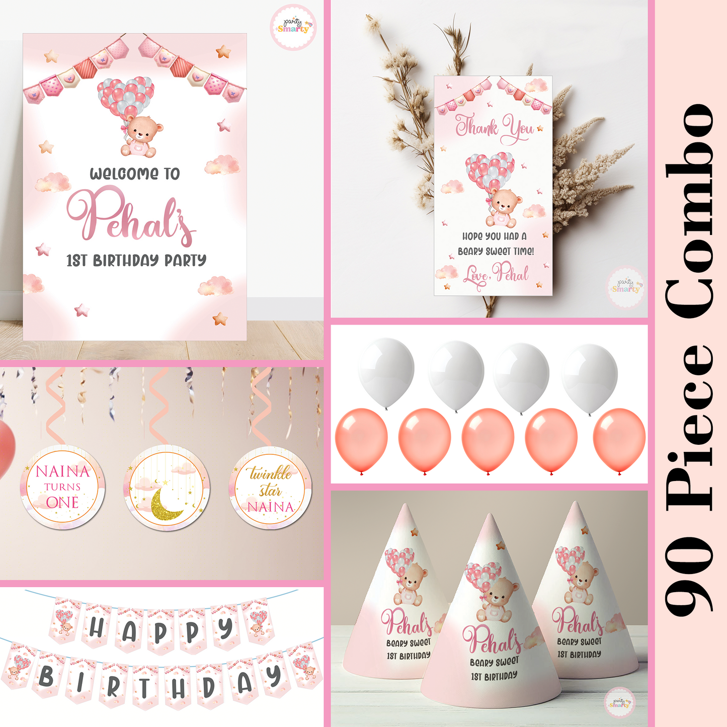 Teddy Bear Pink Smarty Saver 90 Piece Combo