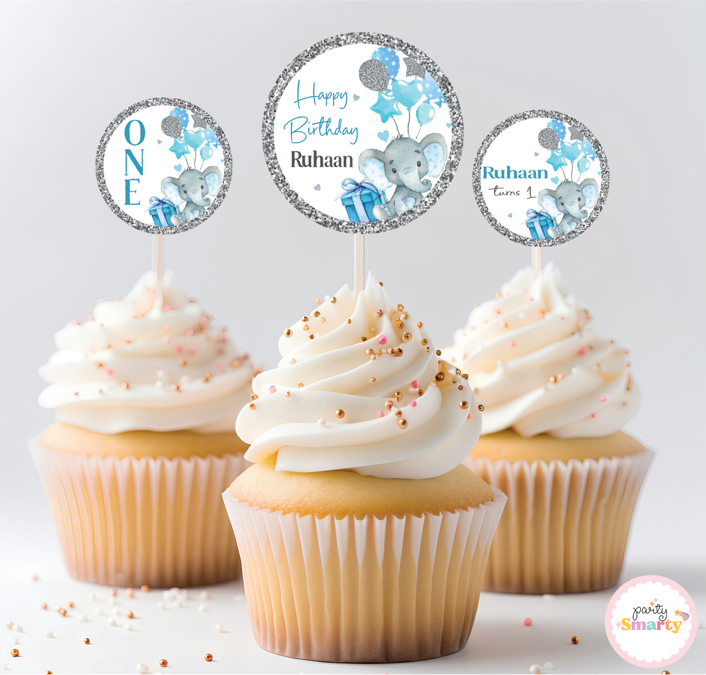 Elephant Blue Cupcake Topper