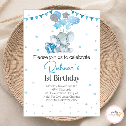 Elephant Blue Invite