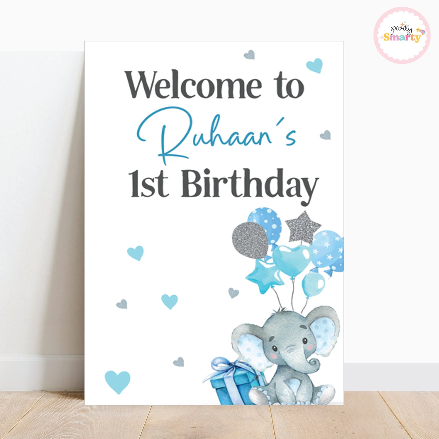 Elephant Blue Welcome Board