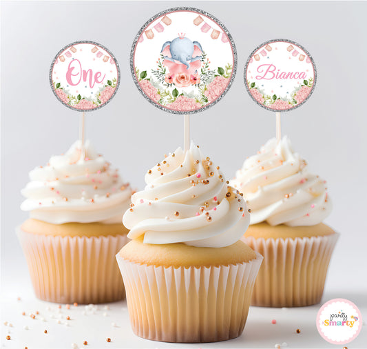 Elephant Pink Cupcake Topper