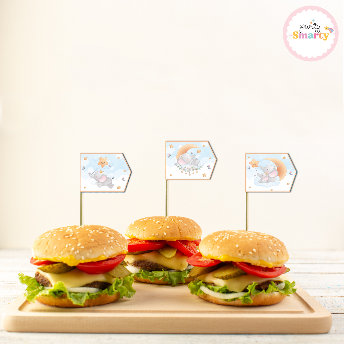 Elephant Baby Shower Flag Picks - Set of 10