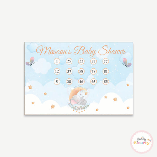 Elephant Baby Shower Housie Ticket