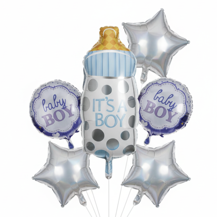 Its a boy Bottle Assorted Foil Theme Balloons (Set of 5)