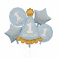 Pastel Blue Cap Star Assorted Foil 1st Birthday Theme Balloons