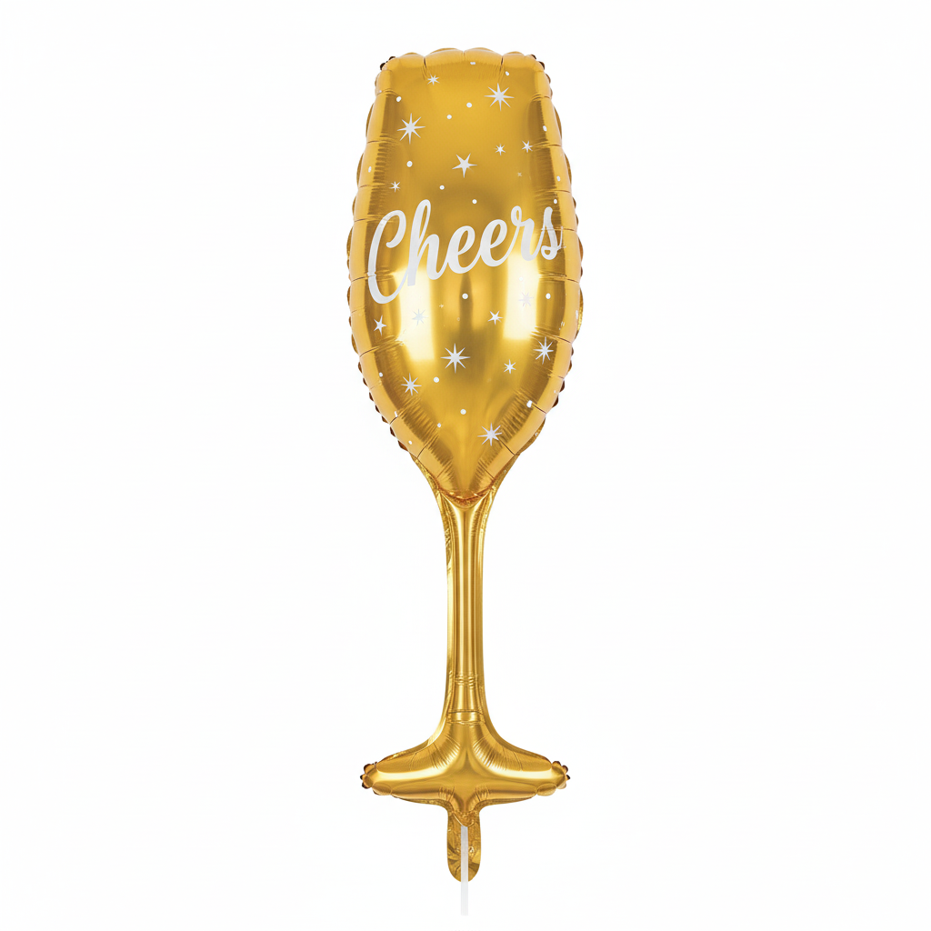 Gold Cheers Champagne Glass Foil Theme Balloons (Set of 1)