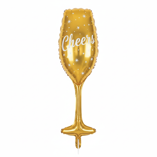 Gold Cheers Champagne Glass Foil Theme Balloons (Set of 1)