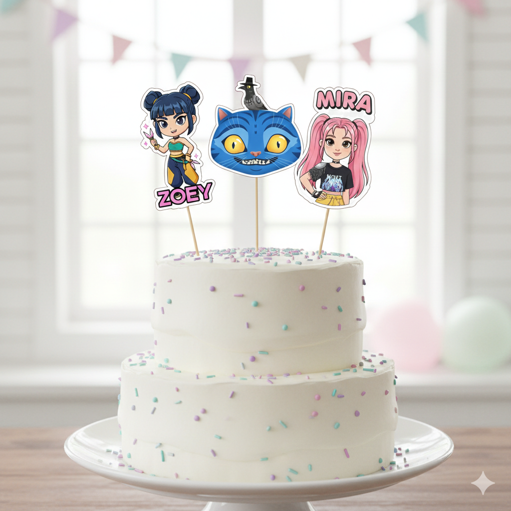 KPop Demon Hunters Cake Toppers & Food Picks | Set of 22