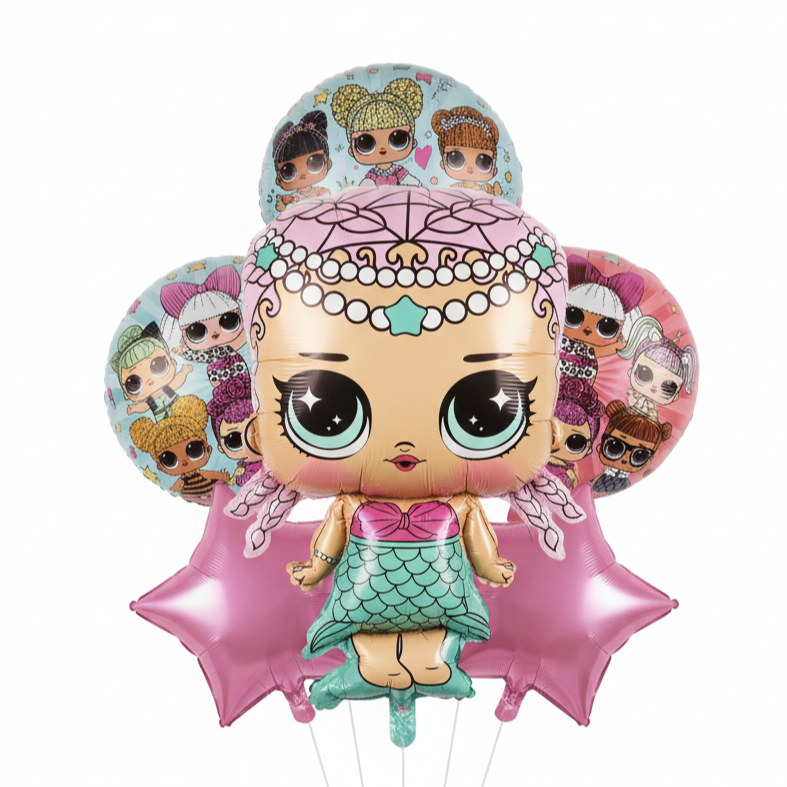 Lol Dolls Foil Theme Balloons (Set of 5)
