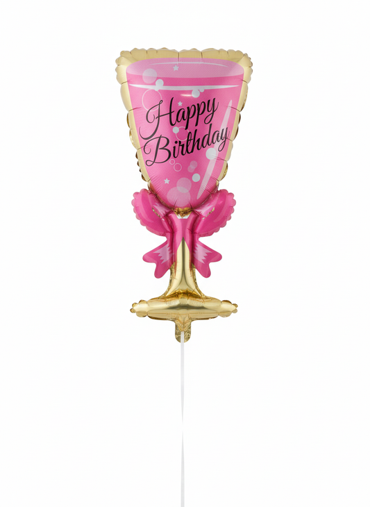 Pink & Gold Champagne Glass Foil Theme Balloons (Set of 1)