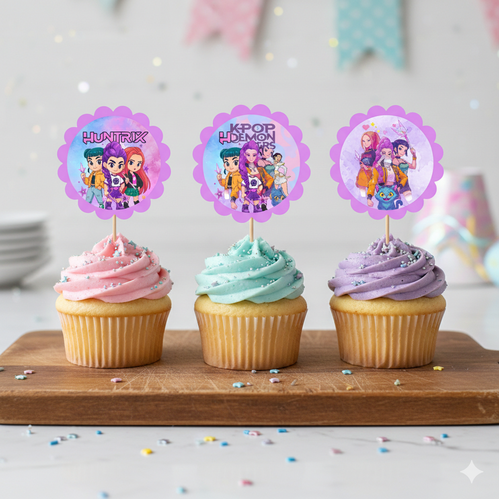 KPop Demon Hunters Cake Toppers & Food Picks | Set of 22