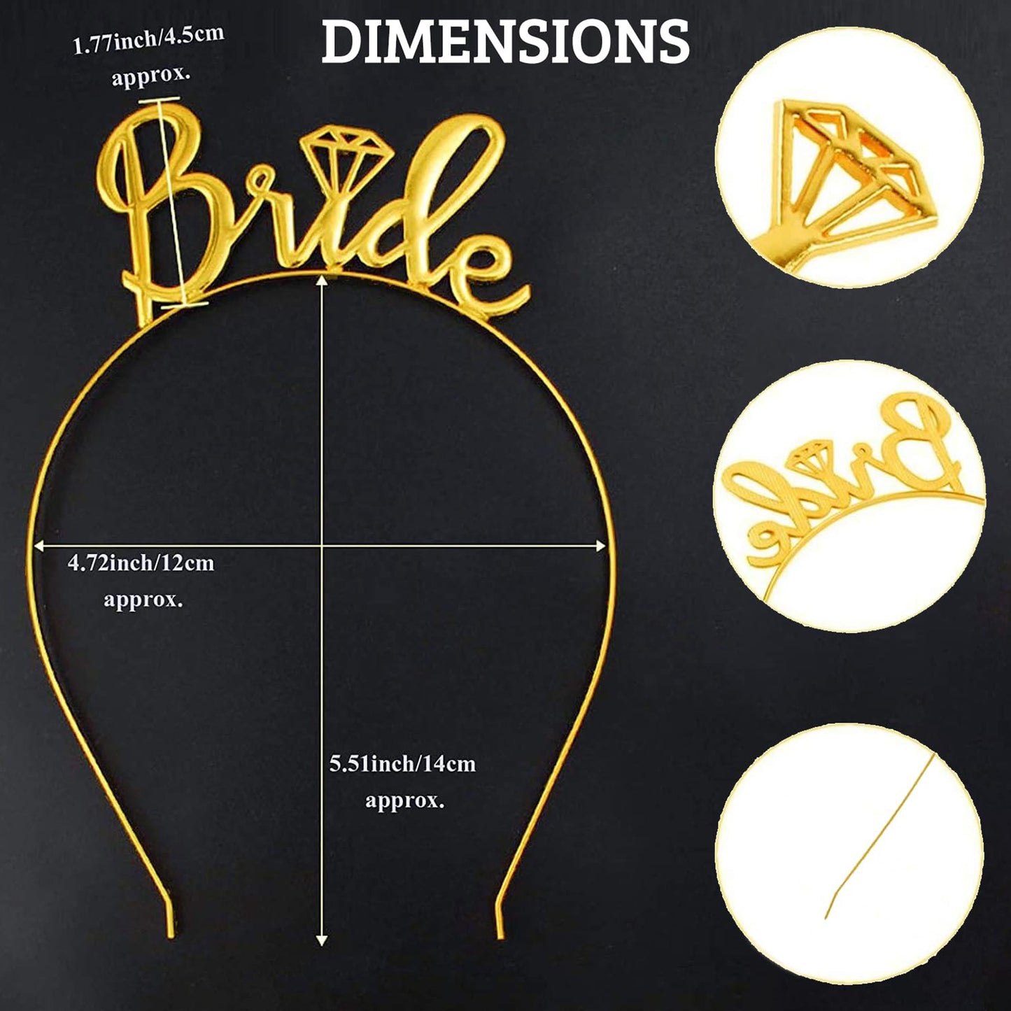 Metallic Gold Bride Hairband (Pack of 1)