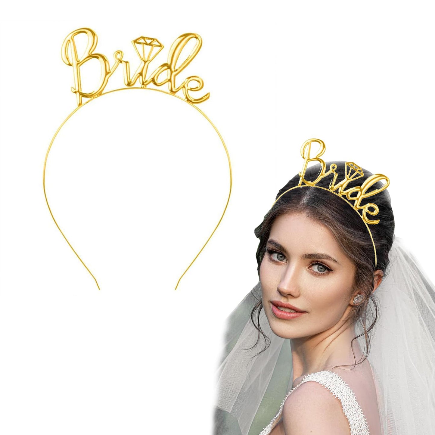 Metallic Gold Bride Hairband (Pack of 1)