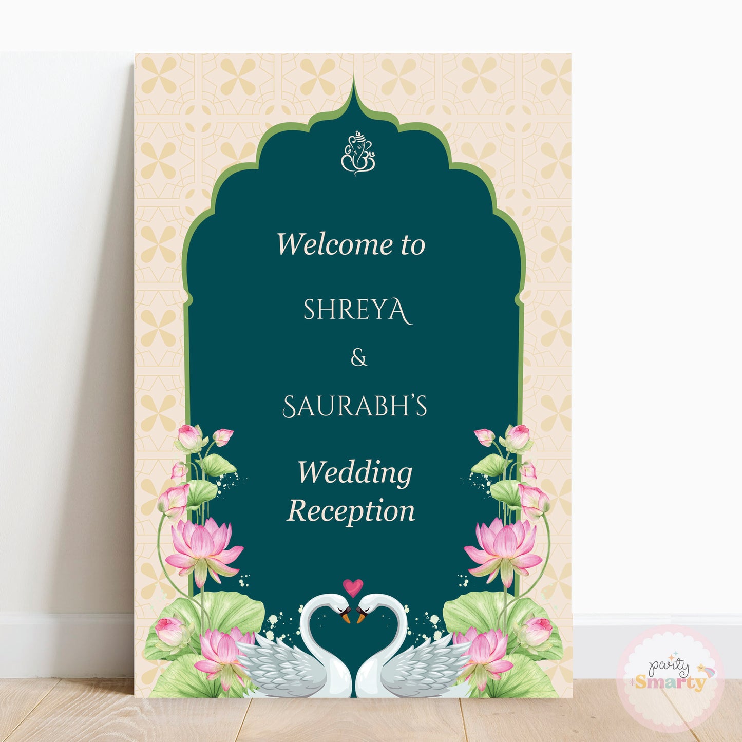 Green Beige Wedding Welcome Board