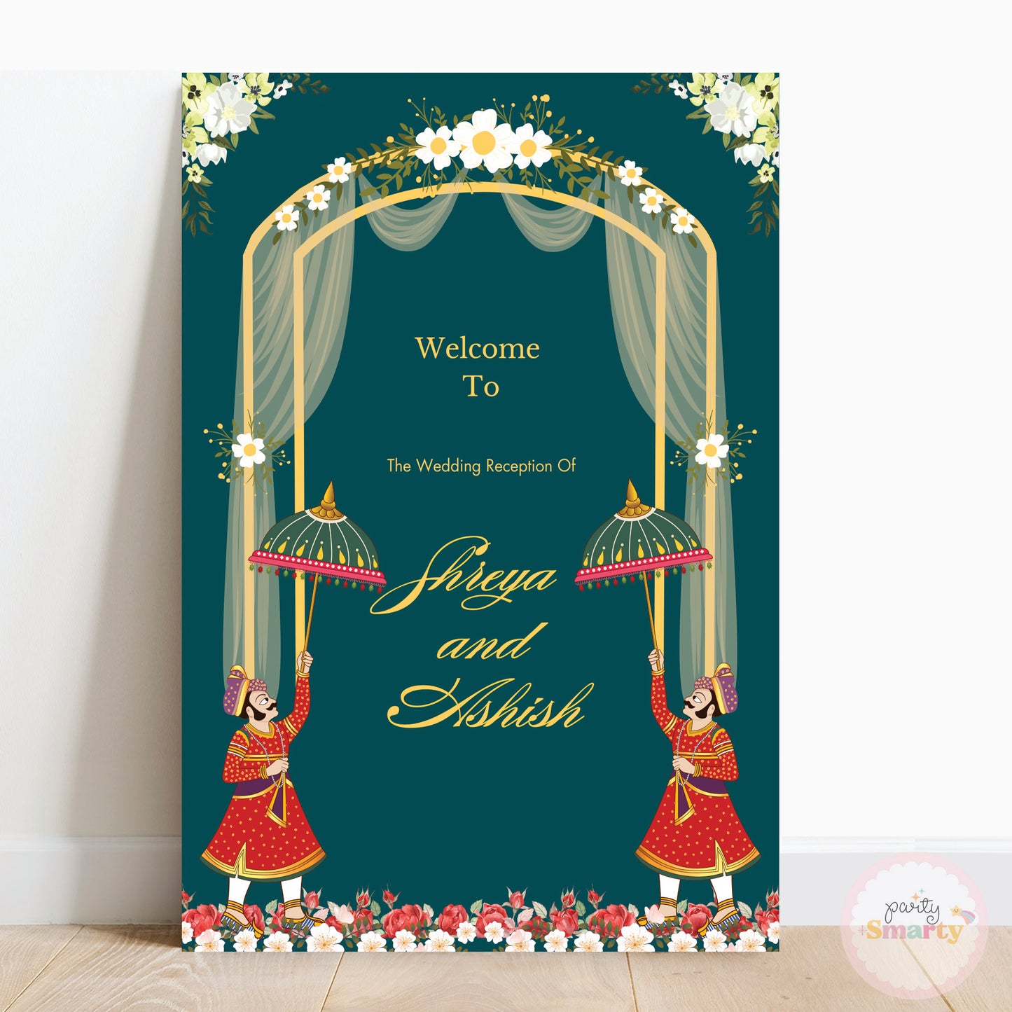 Green Yellow Wedding Welcome Board