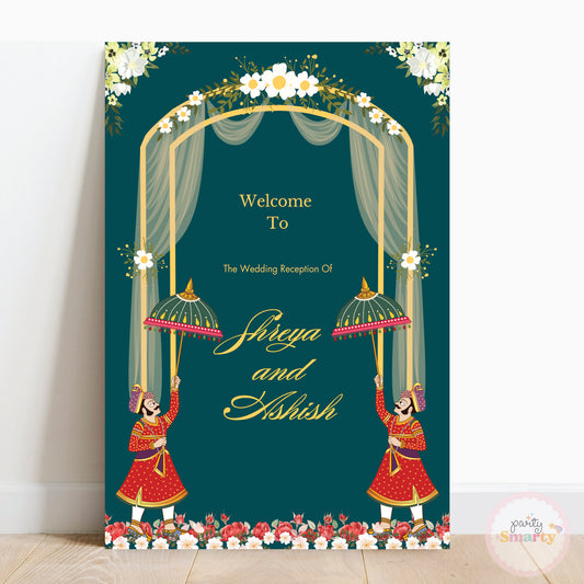 Green Yellow Wedding Welcome Board