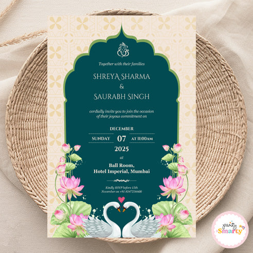 Green Beige Wedding Invite