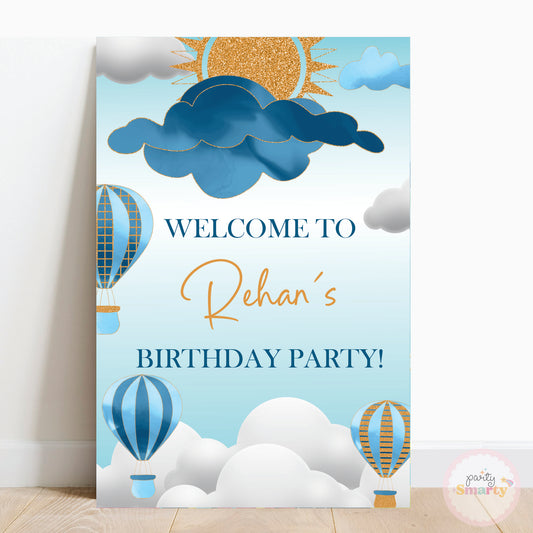 Hot Air Balloon Blue Welcome Board